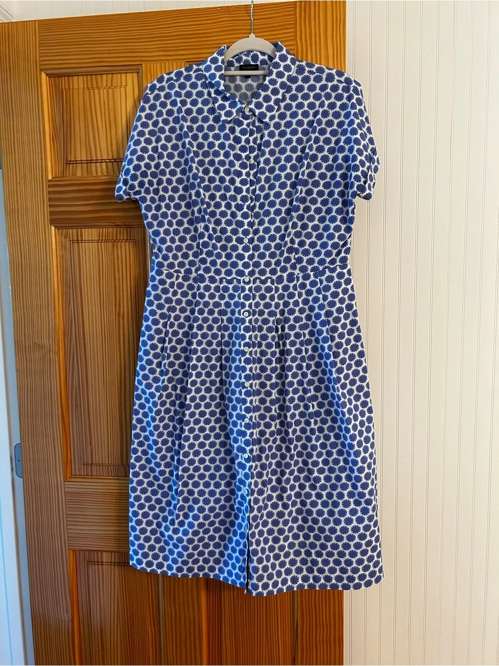Talbots Blue and White Polka Dot Midi Shirt Dress - Picture 1 of 7